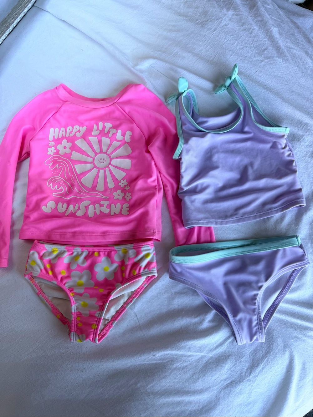 Toddler Girl Swimsuit Bundle Rash Guard Bikini - 3T